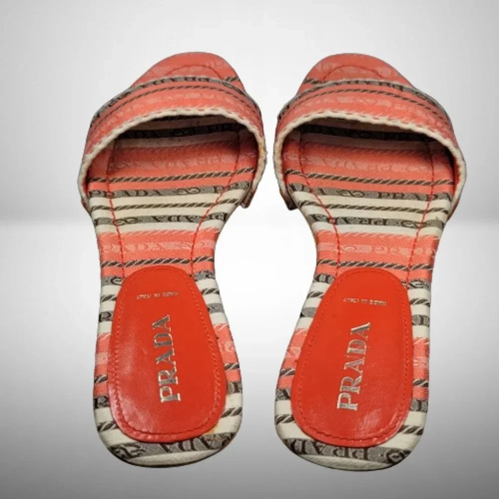 Prada Coral Orange Wooden Mule Sandals - New - Size: 40 - Picture 6 of 12